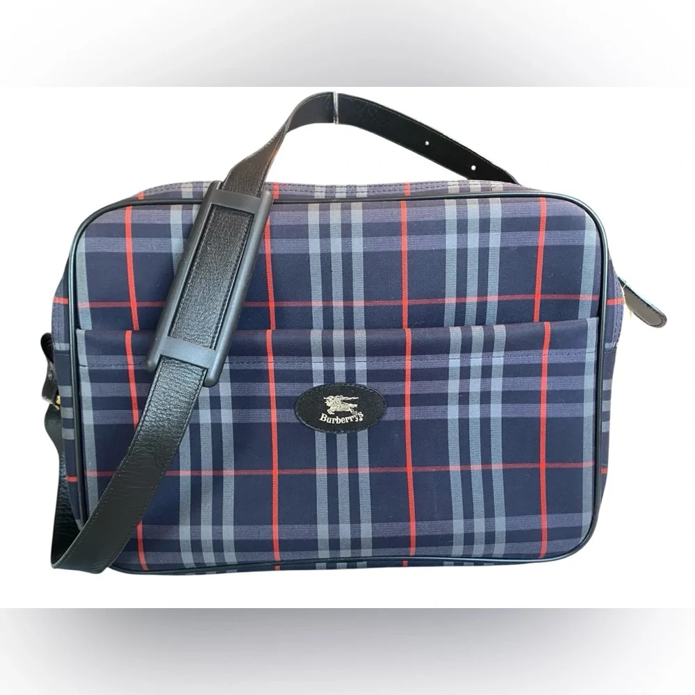 Burberry Men's Blue and Red Plaid Messenger Bag - Picture 3 of 17